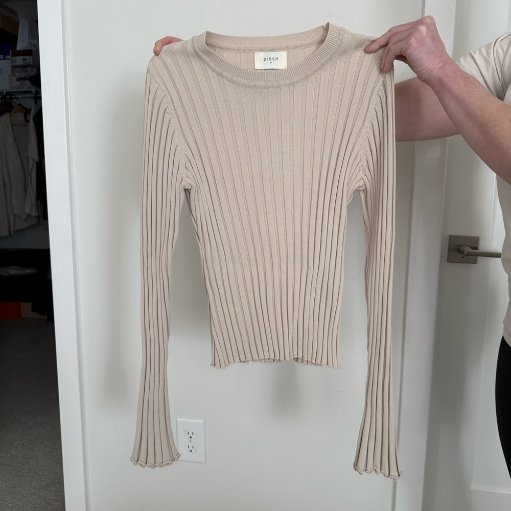 DISSH Beige Ribbed Long Sleeve Top